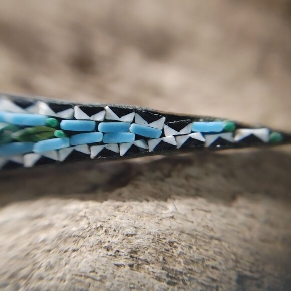 Antique Micro Mosaic Floral Bar Brooch Pin Gold Tone Italy Handmade Jewelry - Picture 11 of 16